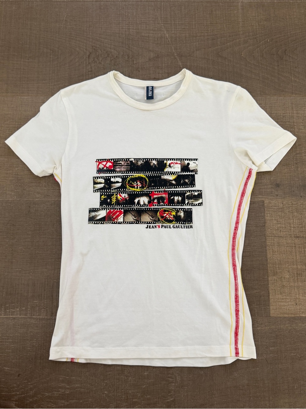 Jean Paul Gaultier White Short‑Sleeve Tee with Filmstrip Graphic